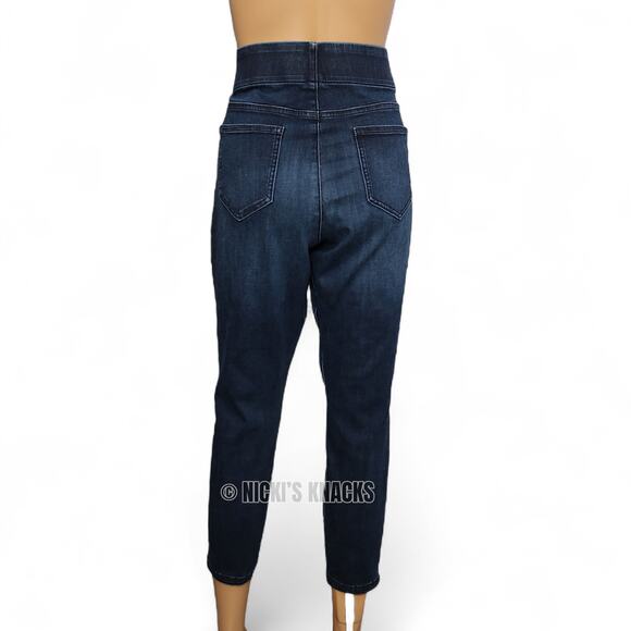 Simply Vera Vera Wang Pull On Crop Jeans Dark Wash High Rise Stretch Size 16 - Picture 6 of 9